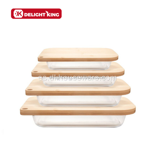 Comida multifuncional Bakeware con tablero de tapa de bambú